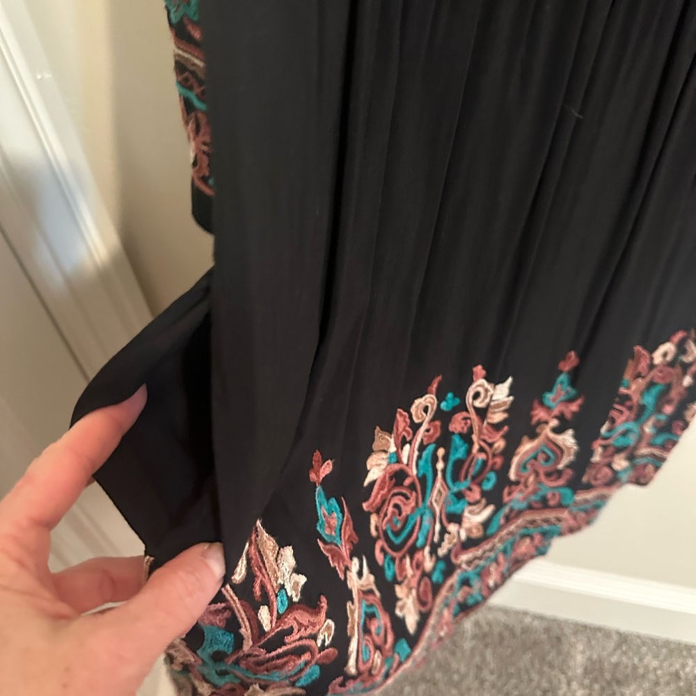 Floreat (Anthropologie) Black Dress with Colorful Embroidery - Picture 7 of 9